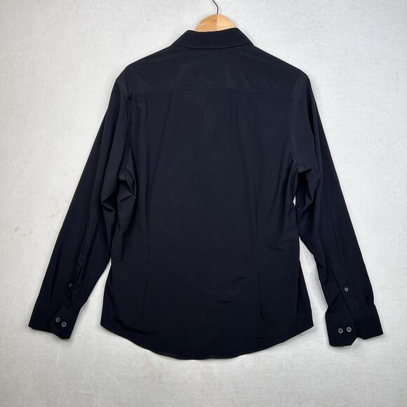 Mizzen+Main Shirt Mens Medium Black Leeward Trim Fit No Tuck Button Down Stretch - Picture 2 of 9